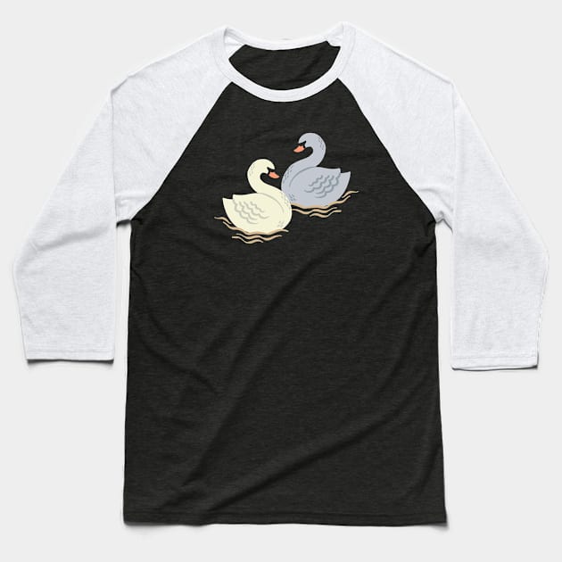 Swan Pair Baseball T-Shirt by Rebelform